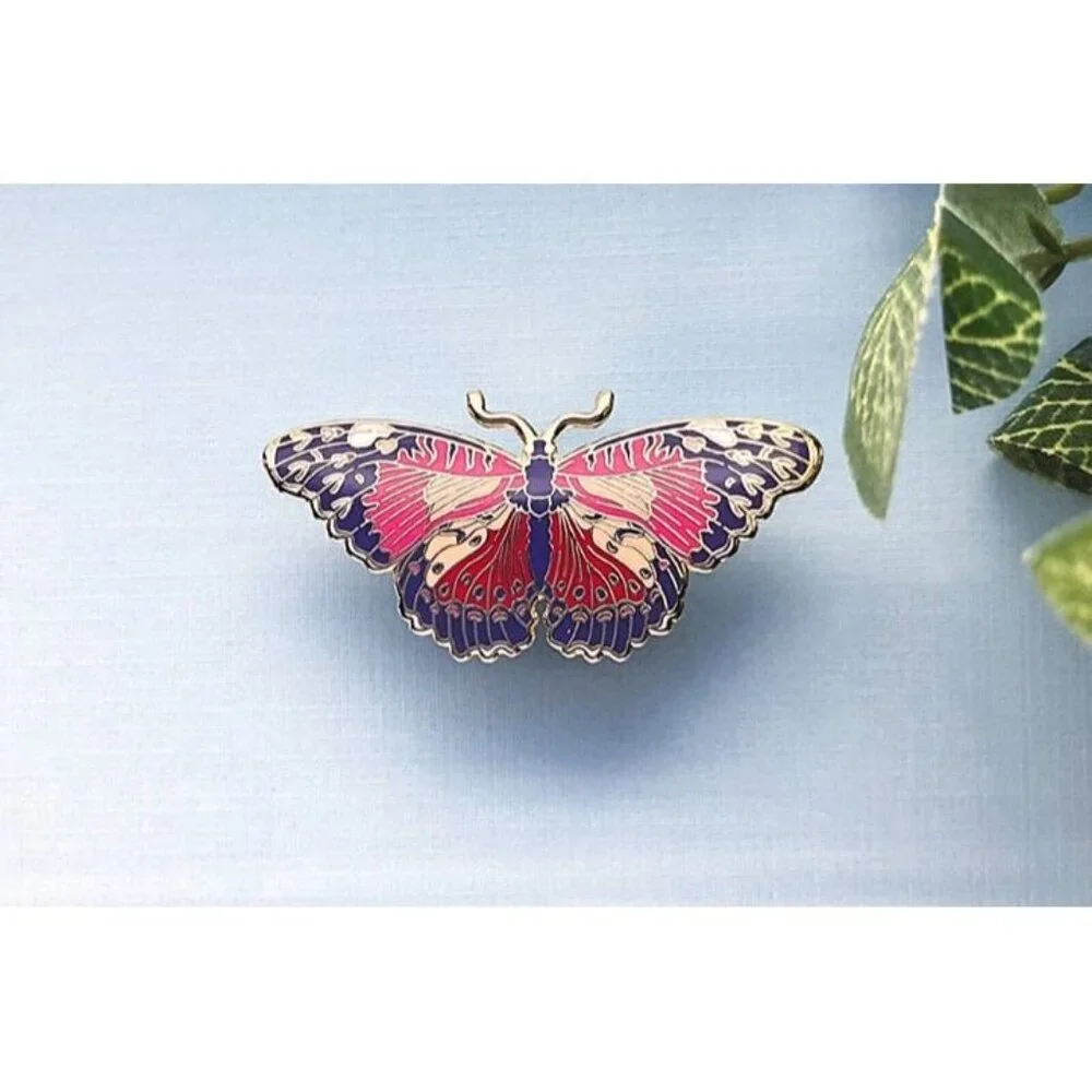 Red Lacewing Butterfly Enamel Pin - Gold Plated Nature Jewelry‎ & Brooch